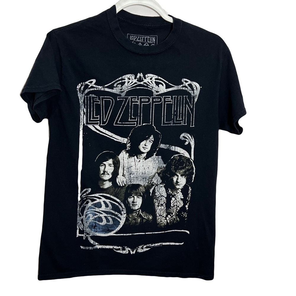 Led Zepplin Mens Graphic band Tee Shirt Size S Black Rock & roll Heavy Metal